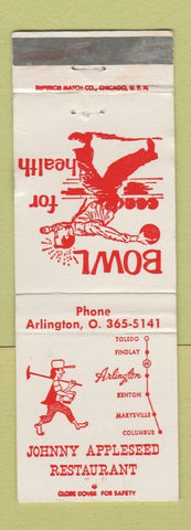 Matchbook Cover - Johnny Appleseed Restaurant bowling Arlington OH WEAR