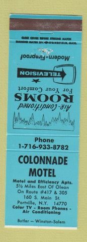 Matchbook Cover - Colonnade Motel Portville NY BLUE