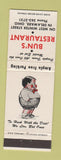Matchbook Cover - Bun's Restaurant Delaware OH