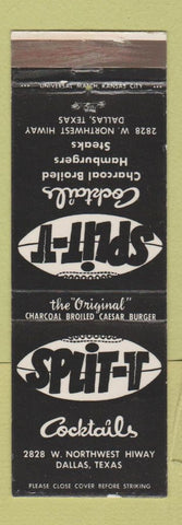 Matchbook Cover - Split T Cocktails Dallas TX football