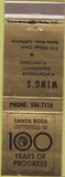 Matchbook Cover - Wing's Clothing Store Santa Rosa CA