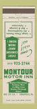 Matchbook Cover - Montour Motor Inn Coraopolis PA