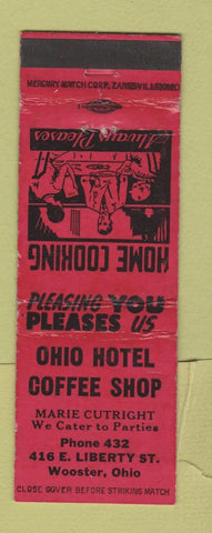 Matchbook Cover - Ohio Hotel Coffee Shop Wooster OH WEAR