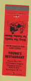 Matchbook Cover - Young's Restaurant Huntington WV RED WEAR