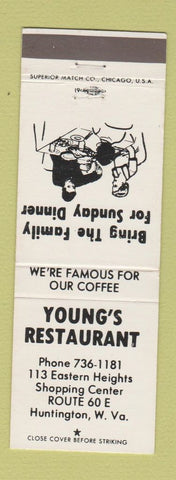 Matchbook Cover - Young's Restaurant Huntington WV WHITE