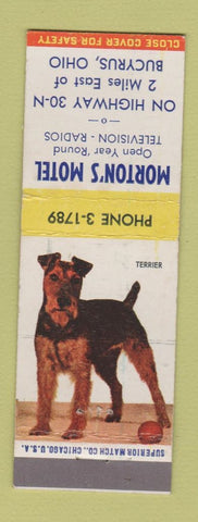 Matchbook Cover - Morton's Motel Bucyrus OH Terrier