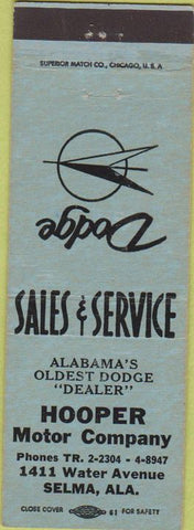 Matchbook Cover - Hooper Motor CO Dodge Selma AL