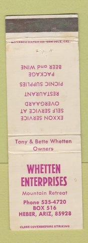 Matchbook Cover - Whetten Enterprises Heber AZ WEAR