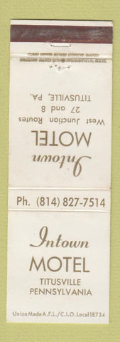 Matchbook Cover - Intown Motel Titusville PA WEAR