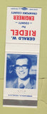 Matchbook Cover - Gerald W Riedel County Engineer Election Crawford OH Ohio