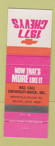 Matchbook Cover - 1977 Chevrolet Bill Call Buick Galion OH
