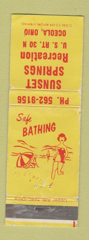 Matchbook Cover - Sunset Springs Recreation Oceola OH pinup WORN