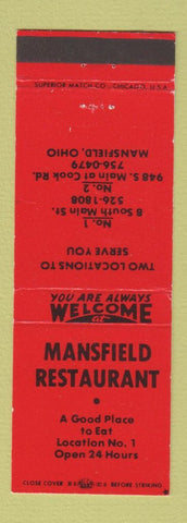 Matchbook Cover - Mansfield Restaurant OH