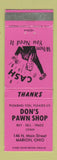 Matchbook Cover - Don's Pawn Shop Marion OH