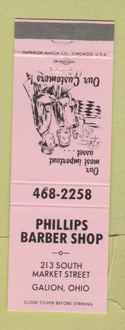 Matchbook Cover - Phillips Barber Shop Galion OH