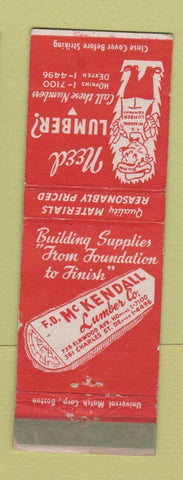 Matchbook Cover - FD McKendall Lumber Providence RI WEAR