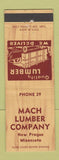 Matchbook Cover - Mach Lumber Company New Prague MN low phone #