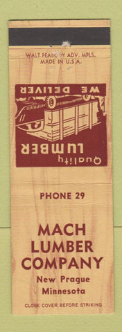 Matchbook Cover - Mach Lumber Company New Prague MN low phone #