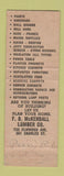 Matchbook Cover - FD McKendall Lumber Providence RI