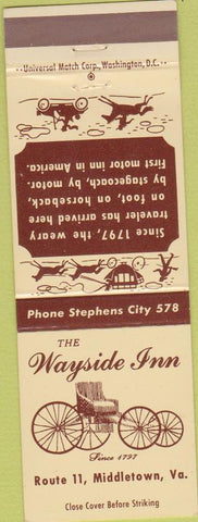 Matchbook Cover - The Wayside Inn Buggy Middletown VA