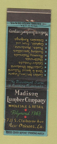 Matchbook Cover - Madison Lumber Company New Orleans LA WEAR