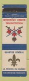 Matchbook Cover - Quartier General Quebec QC Military Canada Canadian WEAR