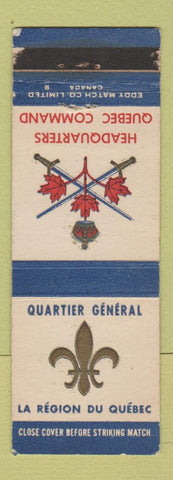 Matchbook Cover - Quartier General Quebec QC Military Canada Canadian WEAR