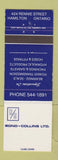 Matchbook Cover - Bond Collins Hamilton ON bearings seals transmission