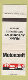 Matchbook Cover - Motorcraft Frank Automotive Parts