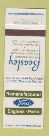 Matchbook Cover - Ford Engines Parts Beasley Motor Altoona PA Syracuse NY