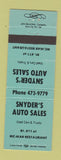 Matchbook Cover - Snyder's Auto Sales