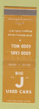 Matchbook Cover - Big J Used Cars Niagara Falls NY WEAR