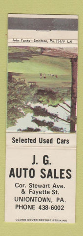 Matchbook Cover - JG Auto Sales Uniontown PA