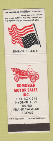 Matchbook Cover - Bomoseen Motor Sales cars Hydeville VT