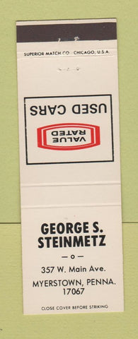 Matchbook Cover - George Steinmetz Used Cars Myerstown PA