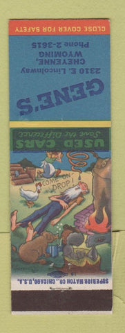 Matchbook Cover - Gene's Used Cars Cheyenne WY hillbilly