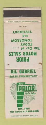 Matchbook Cover - Prior Motor Sales Chicago IL WEAR