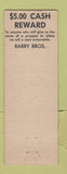 Matchbook Cover - Barry Bros Used Cars Corinth MS