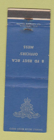 Matchbook Cover - 8 FD Regt RAC Officers Mess Canada Military WEAR