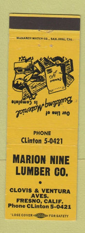 Matchbook Cover - Marion Nine Lumber Fresno CA