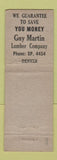 Matchbook Cover - Guy Martin Lumber Denver Colorado WEAR