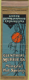 Matchbook Cover - Guenthers' Murrieta Hot Springs CA
