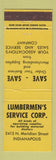 Matchbook Cover - Lumbermen's Service Corp lumber Indianapolis IN
