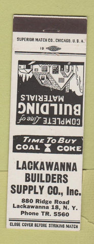 Matchbook Cover - Lackawanna Builders Supply Lumber NY WHITE