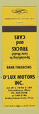 Matchbook Cover - D'Lux Motors Used Cars Columbiana OH #1