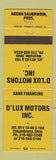 Matchbook Cover - D'Lux Motors Used Cars Columbiana OH #2