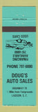 Matchbook Cover - Doug's Auto Sales Ladson SC TEAL