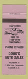 Matchbook Cover - Doug's Auto Sales Ladson SC LAVENDER
