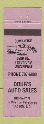 Matchbook Cover - Doug's Auto Sales Ladson SC LAVENDER
