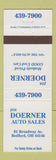 Matchbook Cover - Jim Doerner Used Cars Bedford OH